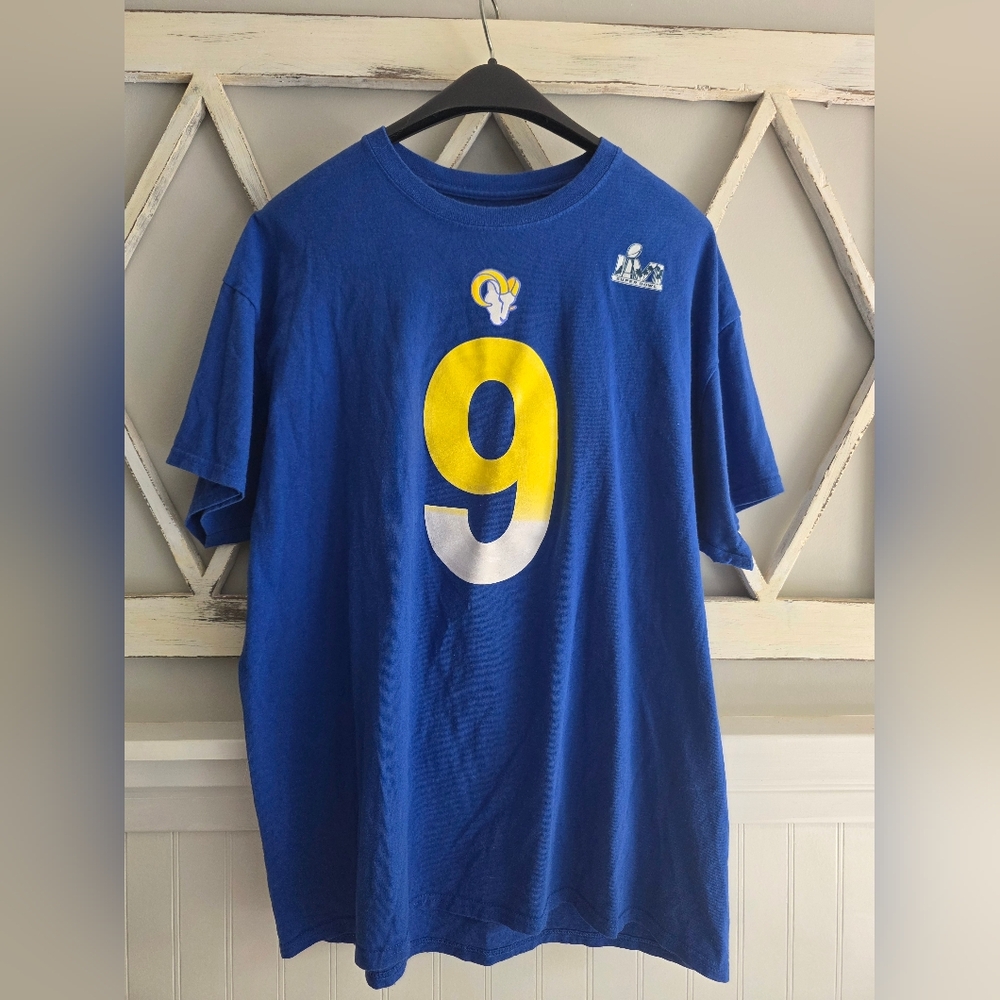 NFL Los Angeles Rams Super Bowl Matthew Stafford #9 Jersey NFL T-Shirt Size XL